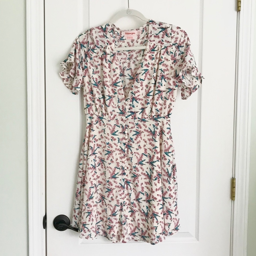 White floral button up dress